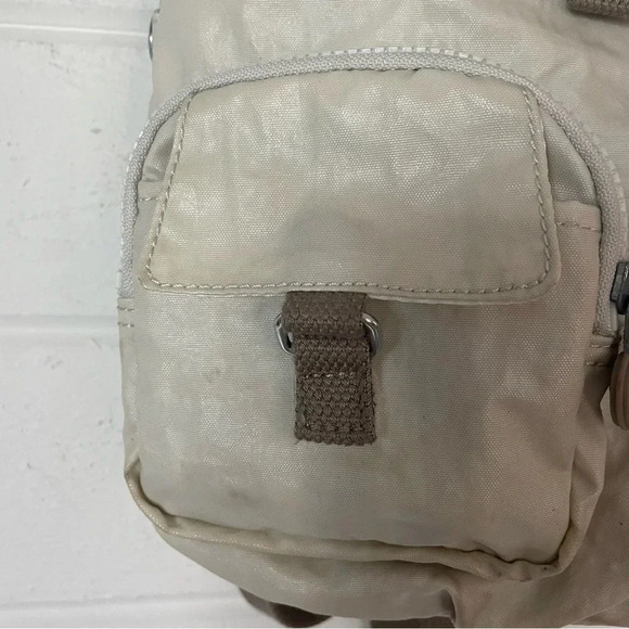 EUC Kipling Lovebug Travel Small Backpack Polyamide Milky Gray Color - Picture 3 of 11